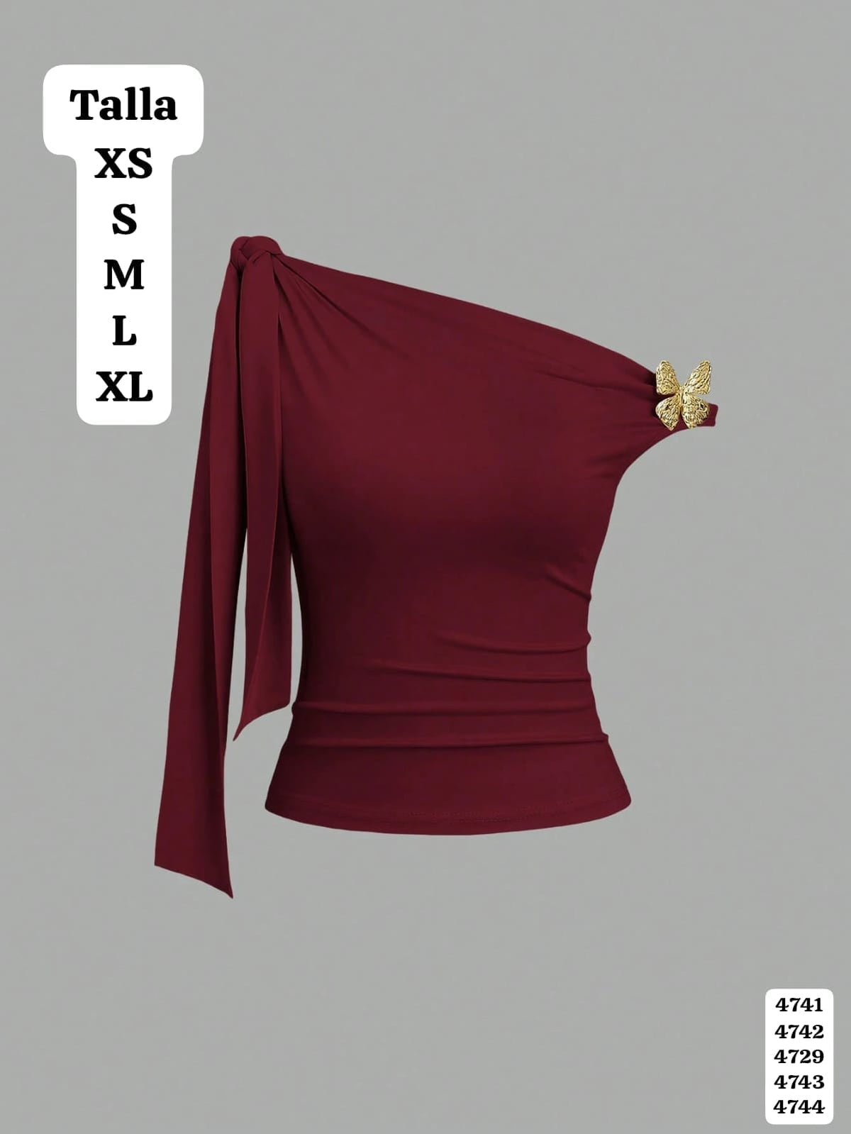 BLUSA ASIMETRICA CON ACCESORIO DE MARIPOSA DORADA DE MUJER