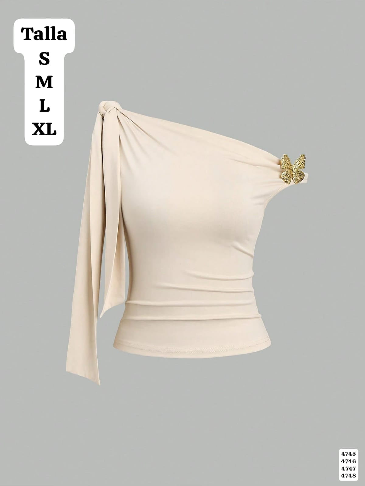 BLUSA ASIMETRICA CON ACCESORIO DE MARIPOSA DORADA DE MUJER