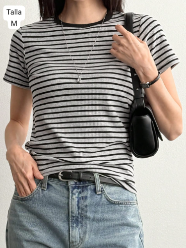 camisa color a rayas negras talla m 0006819