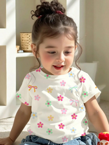 CAMISA DE NIÑA FLORIADA COLOR BLANCA TALLA 5 AÑOS 0004779