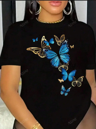 CAMISA NEGRA CON DISEÑOS DE MARIPOSA TALLA XXL 0004396