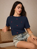 CAMISA DE MUJER AZUL CON CEREZAS TALLA M 0008108