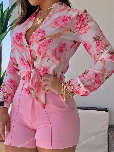 CAMISA MANGA LARGA DE MUJER COLOR ROSADA TALLA S 00001371