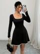 VESTIDO NEGRO CON RAYAS BLANCAS TALLA S 00000058
